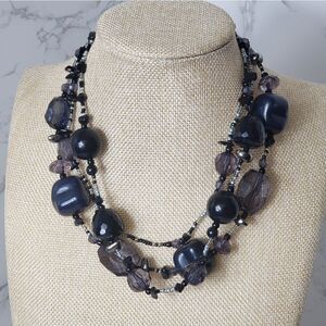 TRIPLE STRAND BEADED NECKLACE 